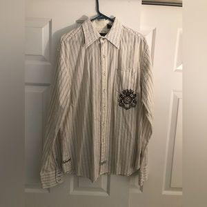 English laundry long sleeve embroidered shirt off white color XL